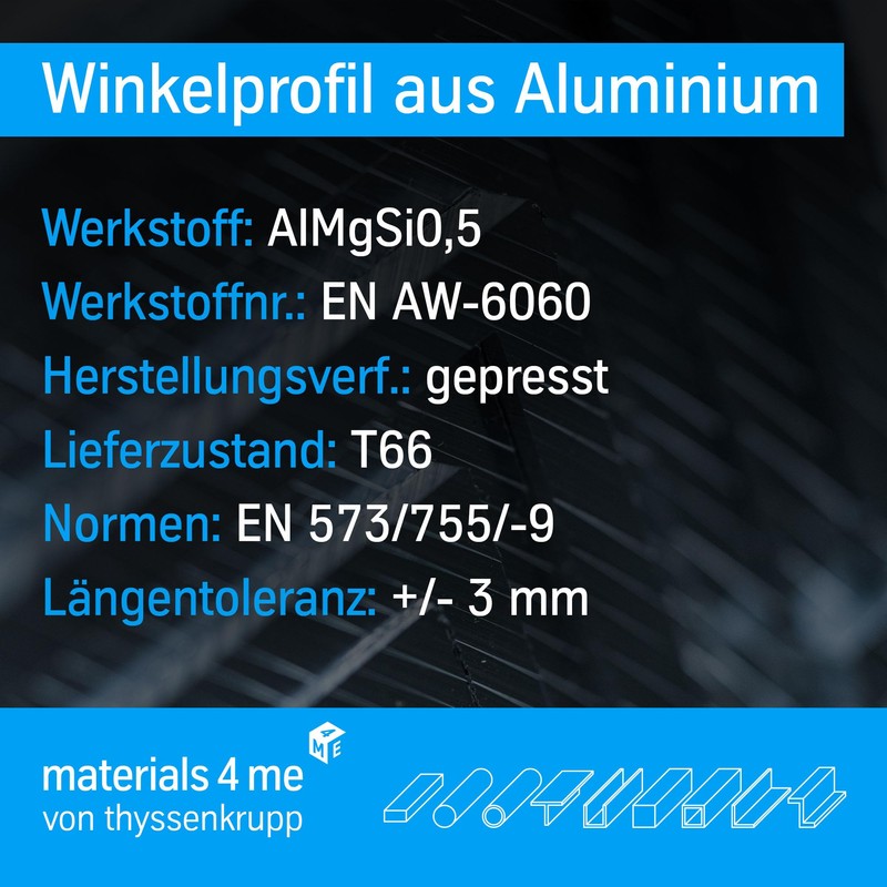 thyssenkrupp Angle Profile made of Aluminium, Isosceles, EN AW-6060 in