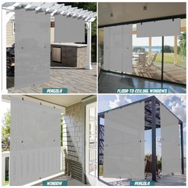 Bynbbur Outdoor Shade 6' x 6' Light Grey Roller Shade Foldable Outdoor Cordless Blinds Exterior Shade Cloth for Patio Deck Porch Pergola Balcony Backyard Patio