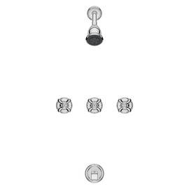 Pfister LG01-8CBC 3 Tub & Shower Faucet with Metal Cross Handles (Valve Sold Separately), 1.8 gpm, Polished Chrome