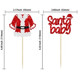 24 piezas de adornos de Navidad de Papá Noel para cupcakes con purpurina para Navidad, baby shower, revelación de género para niños, niñas, fiesta de cumpleaños, decoración de pasteles