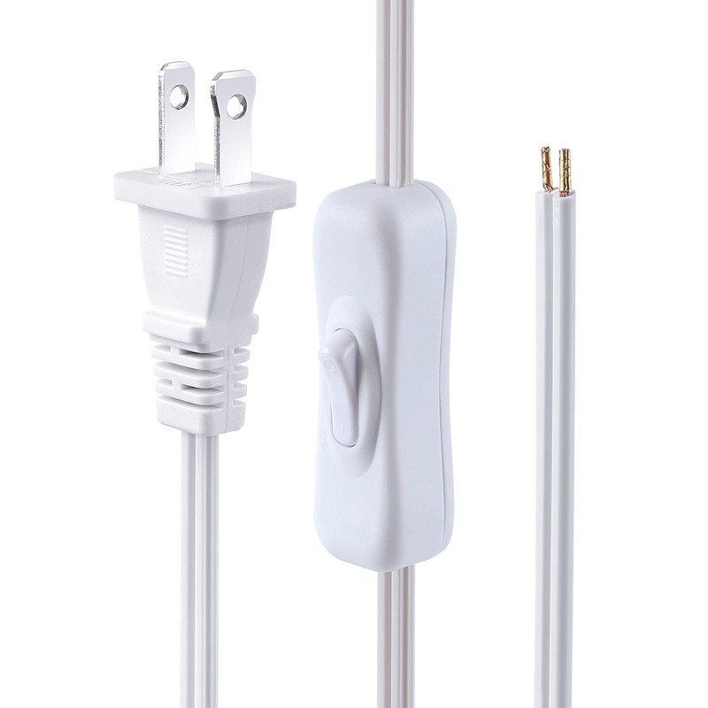 Lamp Cord has Button Switch UL304 2A/120V,Plug,Stripped Ends Ready for