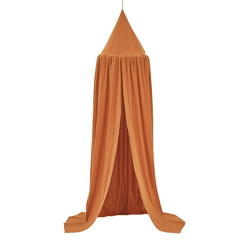 Brown Canopy Sheer Bedframe Mosquito Net Round Canopy House Decoration
