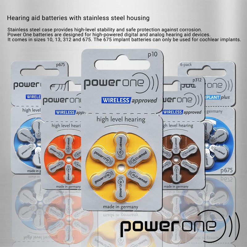 4 X Power One p312 Hearing Aid Battery No Mercury