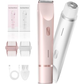 Fanovae Bikini Trimmer for Women – Gentle Electric Razor for Sensitive Areas, Waterproof USB-C Rechargeable Shaver for Body & Face, Stocking Stuffers Holiday Gift (Petal Pink + Pearl White)