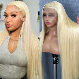 SUNKASA 28 Inch 613 Lace Front Wig Human Hair 200% Density 13x4 HD Blonde Lace Front Wigs Human Hair 613 Glueless Wigs Pre Plucked with Baby Hair Natural Hairline