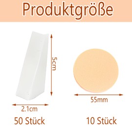 60 Stück Makeup Sponge Set, Runder Make up Schwamm und Schwämmchen Dreieckige Kosmetik Schwämmchen Gesichtsfarbe für Powder Puff Grundierung Foundation Puder Kosmetik Applikatoren(Hautfarbe Weiß)