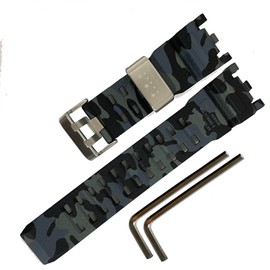 Waterproof Rubber Watch Strap for Casio for G-shock GWG-2000 Mudmaster,Wirstband accessories for Men(Silver Ring/Camouflage Black)