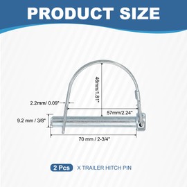 YELARXI Trailer Coupler Pin, Pto Shaft Locking Hitch Pin - Fitting for (Farm Trailers - Wagons Towing - Garden Lawn Equipment - Hitches) 3/8" x 2-3/4" & 2 Pcs & Carbon Steel