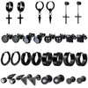 15 Pairs Men's Stainless Steel Stud Earrings Black Piercing Hoop