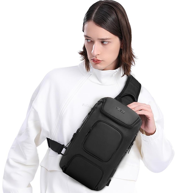 BANGE Sling Bag, Waterproof Crossbody Backpack, Shoulder Bag for Men