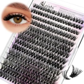 AILAISHI Lash Clusters Kit, DIY Cluster Eyelash Extensions 9‑16mm, 40D+50D, 280pcs Fluffy D Curl Natural Lashes with Bond & Seal,Tweezers–Fake Cat Eye Wispy Individual Clusters