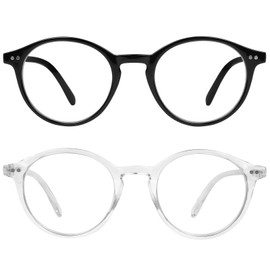 Yogo Vision anteojos de bloqueo de luz azul para mujeres y hombres, anteojos de computadora clásico antifatiga ocular bloqueador de luz azul, Paquete de 2: transparente y negro, 48-22-134