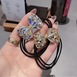 [써니 패션] 고급 데일리 큐빅 리본 헤어 머리끈 4개 [Sunny Fashion] Premium Daily Cubic Ribbon Hair Ties Set of 4