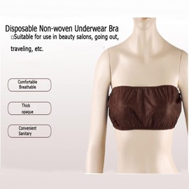 50 Pcs Beauty Salon Disposable Underwear Bra Travel Breast Wrap Beauty SPA Use Special Bodice Breathable Adjustable ETBR001 (Brown)