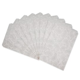 CuteBox 100pcs Silver Paisley Patterned Flat Paper Gift Bags (6” x 9”) for Retail, Merchandise, Parties, Party Favors, Weddings, Holidays, Birthdays, Bake Sales