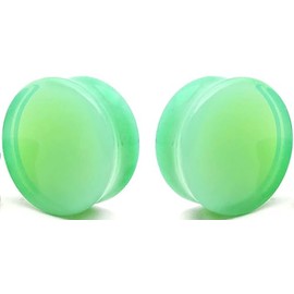 So Scene Mint Green Opalite Glass Ear Plug gauges (14mm- 9/16 inch)
