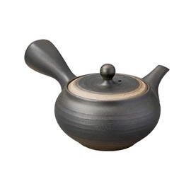 Ale-net Teapot Pot, 6.5 x 5.3 x 3.5 inches (16.5 x 13.5 x 9 cm), 9.5 fl oz (280 cc), Black Blown Grilled Flat Teapot (Refreshing Net), Ceramic (Earth), Tokoname Yaki, Made in Japan
