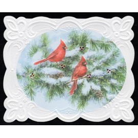 Set of 3 - Christmas Holiday Cardinal Birds Portfolio Boxed Note Cards by Carol Wilson. 10 embossed 4x5 Die-Cut Notecards and Matching Envelopes in Decorative Gift Box with Magnetic Flap. NCPX2020