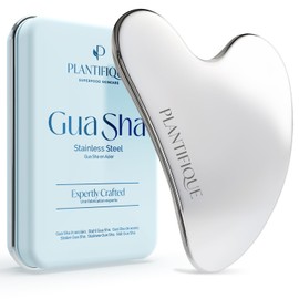 PLANTIFIQUE Gua Sha de Acero Inoxidable - Piedra Gua Sha Facial y Corporal para Tonificar y Reafirmar la Piel - Masajeador Facial para Drenaje Linfático, Guasha Antiarrugas para Masaje Facial