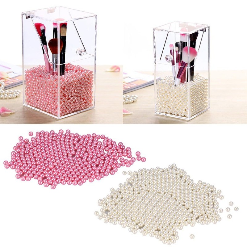 1300pcs Beads for Makeup Brush Holder, Glossy Pearls Beads Decoration