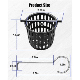 1 Pc 2 Inch Hair and Debris Strainer, Black Coating Shower Drain Strainer with Lifting Hook, Stainless Steel Debris Basket Shower Catcher for Square/Floor Drain