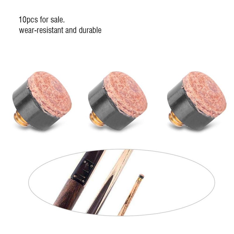 10pcs Hard Leather Billiard Pool Cue Stick Screw-on Tips Replacement