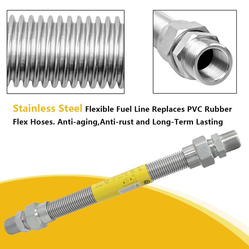 BAY Direct UPGRADED Stainless Steel 3/4" Fuel Line Flex Compatible