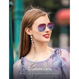 LUENX Men Women Aviator Sunglasses Polarized - UV 400 Protection Nonmirror Lens Metal Frame with Accessories 60mm(Gradient Red and Blue lens)