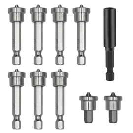 CLKE 10Pcs Drywall Screw Depth Setter PH2, 1/4 Inch Hex Shank Drywall Screw Driver Bit, for Plasterboard, with 1 Extension Socket Drill Bit Holder(50、25mm)