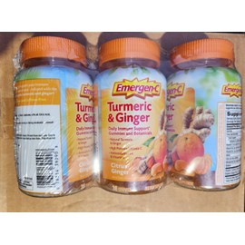EMERGEN-C TURMERIC AND GINGER GUMMIES 3 BOTTLE PACK 36 GUMMIES SEALED