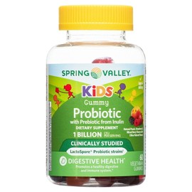 Spring Valley Kids Inulin Probiotic Supplement Gummies, Assorted Fruit, 60 Count