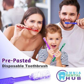 200PCs Disposable Toothbrushes Pre-Pasted Toothbrush Individually Wrapped Medium Bristle by Omnia One | Single Use Colorful Toothbrushes for Camping, Hotels, Travel, Dental and Work