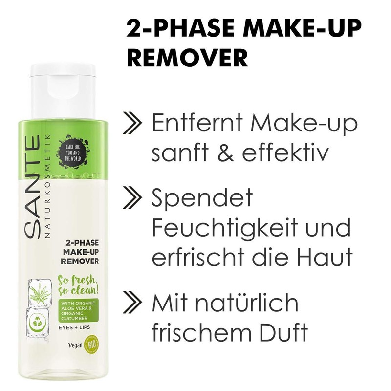 Sante Naturkosmetik 2-Phase Make-up Remover, Entfernt Augen- & Lippen-Make-up, Sanft