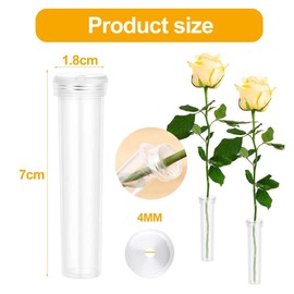 GHPKOTW Pack of 20 Flower Tubes with Lid, Flower Preservation Tubes, Plastic Flower Tubes, Test Tubes for Flowers, Reusable Flower Tubes, Transparent Flower Tubes