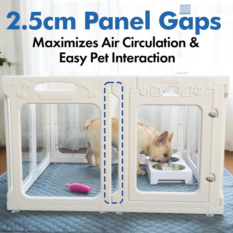 Qoility Clear Acrylic Dog Playpen with Door for Puppies &