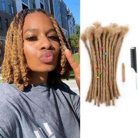 Coriario 27# Dreadlock Extensions Human Hair Loc 8 Inch 60 Strands 0.6cm Real Human Hair Dread Extensions for Men Honey Blonde