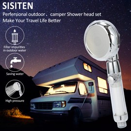 RV handheld shower head with filter for hard water | camper shower head with hose and on off switch | High pressure shower head replacement for Marine、boat、Motor Home