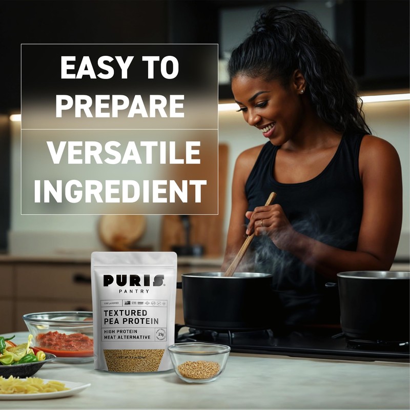 PURIS Pantry Textured Pea Protein, Unflavored Meatless Vegetable Crumbles, Equals
