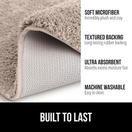 GORILLA GRIP Premium Luxury Bath Rug, 60x24, Absorbent, Soft, Thick Shag, Plush Bathroom Mat Rugs, Machine Washable, Microfiber Quick Dry, Mats for Shower, Bathtub and Floor Accessories, Indigo