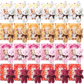 Leitee 24 Set Nurse Appreciation Gifts 24pcs Small Bears Plush Stuffed Animals Toy 24pcs Thank You Card Nurses Week Gifts Set for Female, Doctor Assistants, and Nursing Students Graduation Gifts