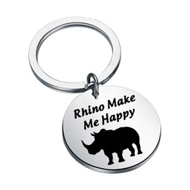 Rhino Rhinoceros Lover Gift Rhino Make Me Happy Keychain Rhino Themed Jewelry for Rhinoceros Fan (Make Me Happy K EU)