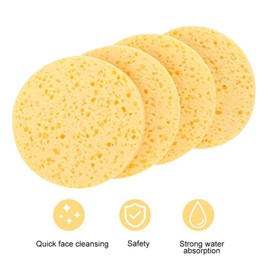 Pack of 20 Face Makeup Sponge Natural Makeup Remover Sponge Reusable Round Face Sponge Natural Cleansing Sponge for Facial Cleansing Makeup Removal (Yellow)