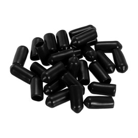 sourcing map 28Pcs Rubber End Caps, 6.5mm(1/4") ID 17mm(21/32") Height Round Screw Thread Protectors Flexible Screw Bolt Covers Caps for Metal Tube Rod Bolt, Black