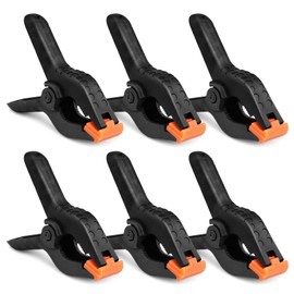 Spring Clamps, 6 Pcs Small Backdrop Clips, 6 Inches Heavy-Duty Spring Nylon Clamp for Crafts, Backdrop Stand, Woodworking, Photography Studios (Black)