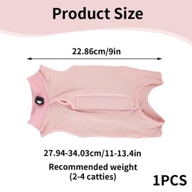 Cat Bodysuit After Surgery, Cat Bodysuit for Cat Surgery, Professional Cat Recovery Suit, Anti-Licking E-Collar Alternative One-Piece for Abdominal Wounds Skin Diseases (Pink, S)