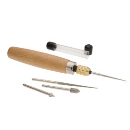 The Beadsmith Diamond Reamer Set – 4 Interchangeable Tips, Wood Handle, Storage Tube for Bits - Use on Glass, Ceramic or Stone – Tools for Opening & Enlarging Holes & Softening & Smoothing Rough Edges