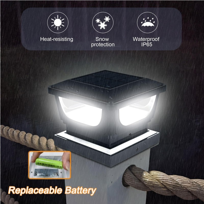 Sumaote Solar Post Lights, 6000K Cold White Solar Post Cap