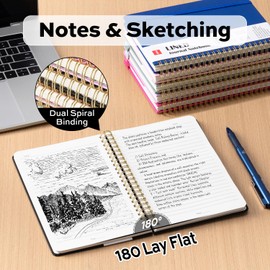 Deli 3-Pack Lined Spiral Journal Notebook Black, 160 Pages, A5 (5.5"x8") Hardcover Writing Notebook, College Ruled Spiral Bound Journal for Women & Men - Perfect for Work, School, Office & Note Taking