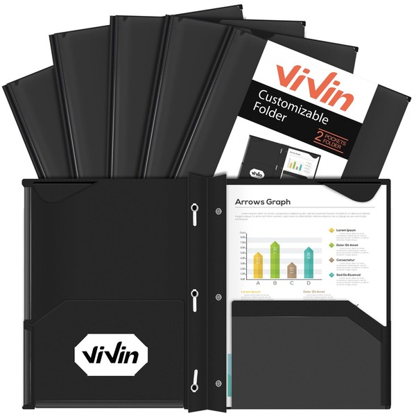 ViVin Heavy Duty Pocket Folder with Prongs, 6 Pack, 2