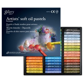 MUNGYO Gallery Artists' Soft Oil Pastels Professional, 48 Assorted Colors, Vibrant and Blendable